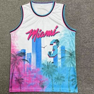 Maillot 3 Wade Miami heat Hip hop basketball Homme