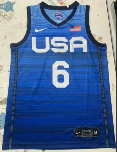 Maillot 6 Lillard 2020 Olympic USA Team Bleu Homme