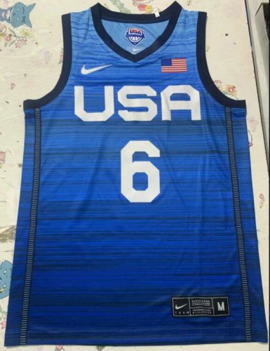 Maillot 6 Lillard 2020 Olympic USA Team Bleu Homme