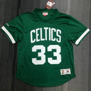 Maillot Mitchell Ness Larry Bird 33 Boston Celtics Hardwood Classics T-Shirt Vert Homme