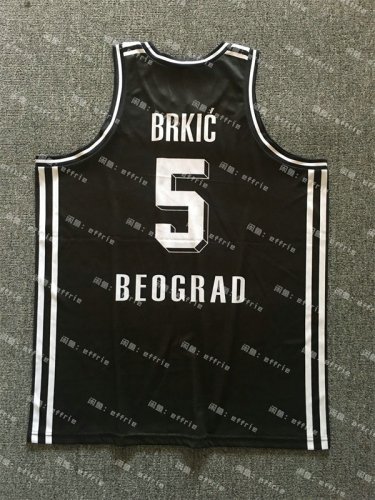 5 Haris Brkic Partizan Belgrade Noir Retro Basketball Maillot