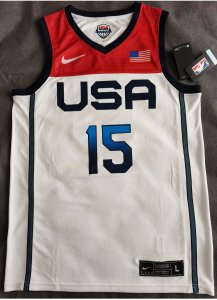 Maillot 15 Booker 2020 Olympic USA Team Blanc Homme