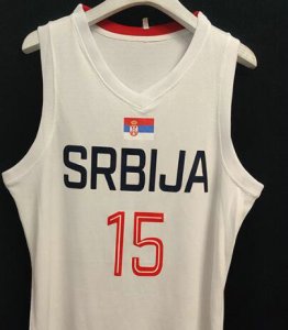 Maillot 15 Jokic Serbia Fiba Blanc Homme