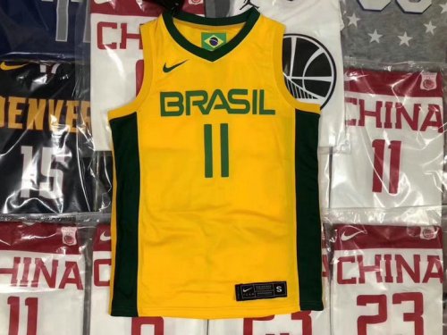 Maillot 11 Varejao 2019 brazil fiba Jaune Homme