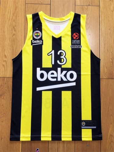 Tarik Biberovic 13 Fenerbahce Basketball Maillot Jaune