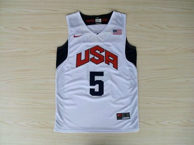 Maillot Nike 2012 Olympics Team USA 5 Kevin Durant Basketball Blanc Homme